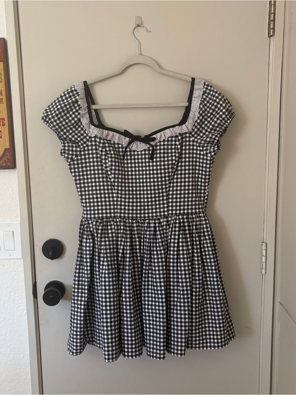 Vixen - Bardot Swing Dress in black and white gingham
